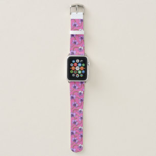 Orchids and chains, violet and pink apple watch band