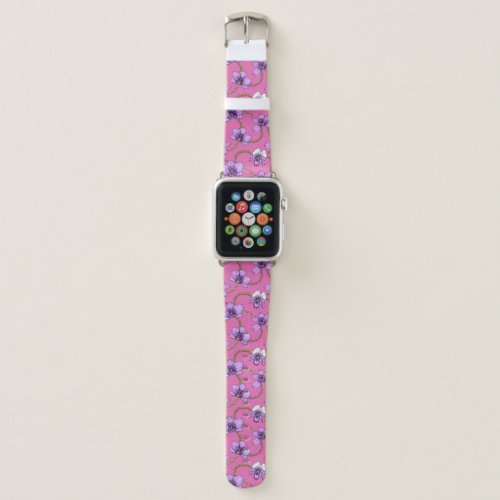Orchids and chains violet and pink apple watch band