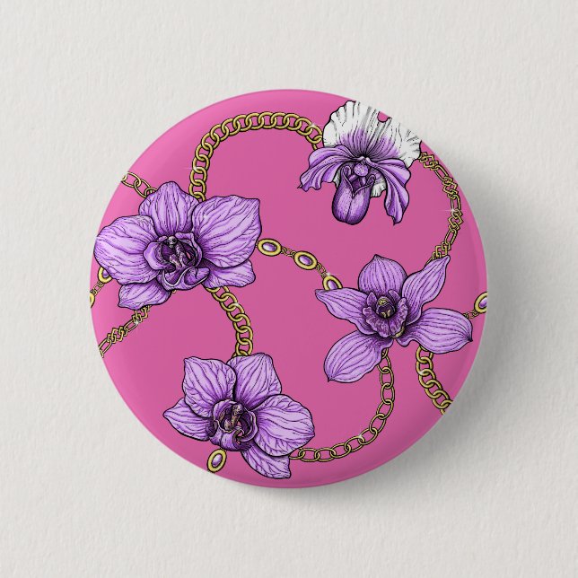 Orchids and chains, violet and pink button (Front)