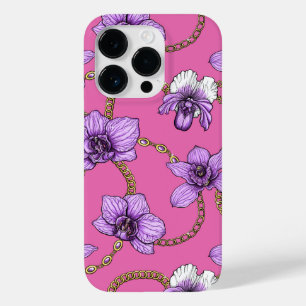 Orchids and chains, violet and pink Case-Mate iPhone 14 pro case