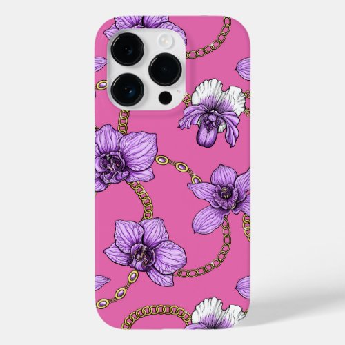 Orchids and chains violet and pink Case_Mate iPhone 14 pro case