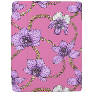 Orchids and chains, violet and pink iPad smart cover