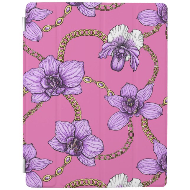 Orchids and chains, violet and pink iPad smart cover (Front)