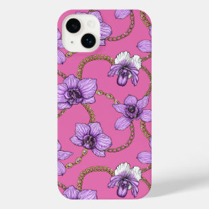 Orchids and chains, violet and pink iPhone 14 plus case