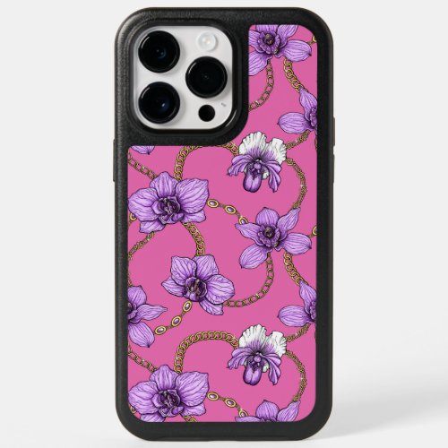 Orchids and chains violet and pink OtterBox iPhone 14 pro max case