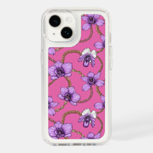 Orchids and chains, violet and pink speck iPhone 14 case