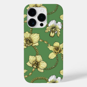 Orchids and chains, yellow and kelly green Case-Mate iPhone 14 pro case