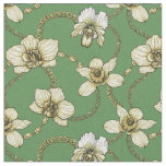 Orchids and chains, yellow and kelly green fabric