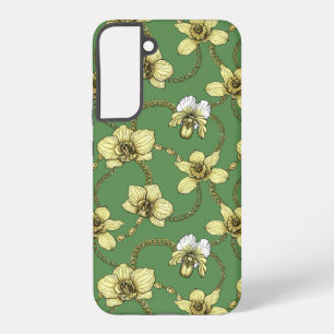 Orchids and chains, yellow and kelly green samsung galaxy s22+ case