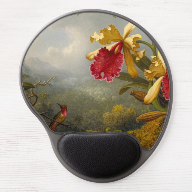 Orchids and Hummingbird Heade Gel Mouse Pad (Front)