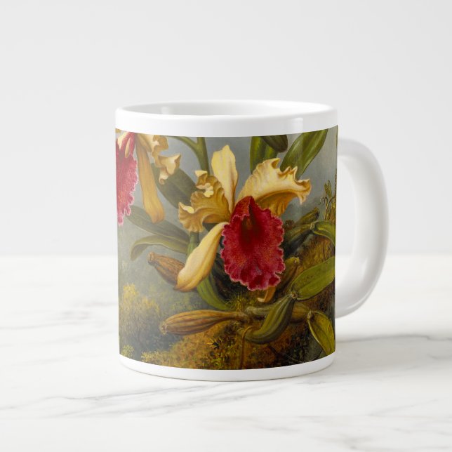 Orchids and Hummingbird Heade Giant Coffee Mug (Front Right)