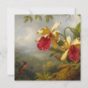 Orchids and Hummingbird Heade Invitation