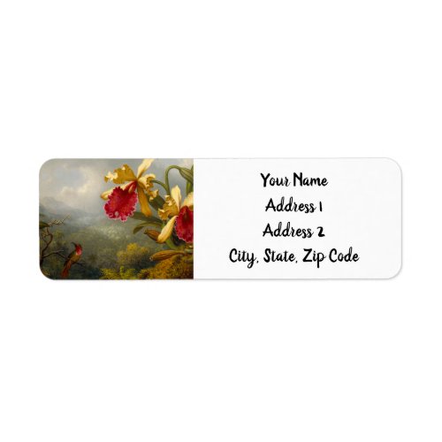 Orchids and Hummingbird Heade Label
