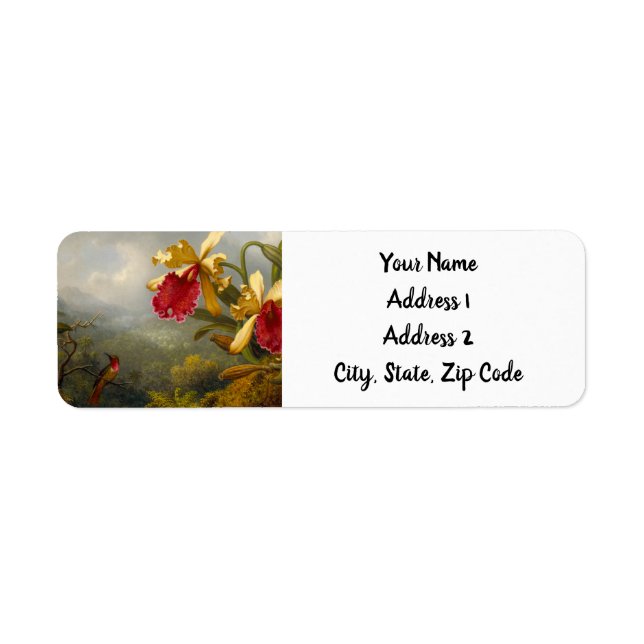 Orchids and Hummingbird Heade Label (Front)