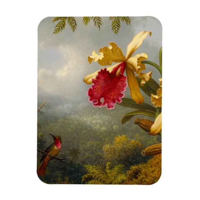 Orchids and Hummingbird Heade Magnet (Vertical)