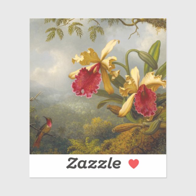 Orchids and Hummingbird Heade Sticker (Sheet)
