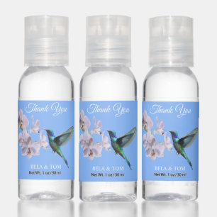 Orchids and hummingbird on light blue Thank You Hand Sanitizer
