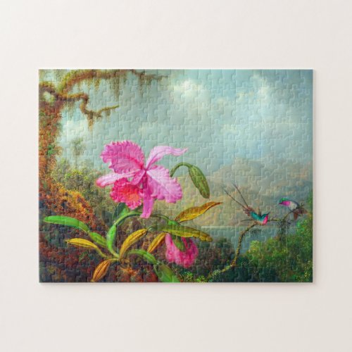 Orchids and Hummingbirds by Martin Johnson Heade  Jigsaw Puzzle