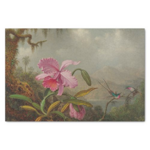 Orchids and Hummingbirds by Martin Johnson Heade Tissue Paper