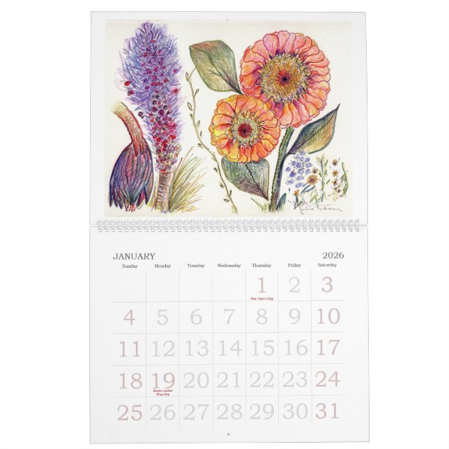 Orchids and Other Flowers Calendar (Jan 2026)