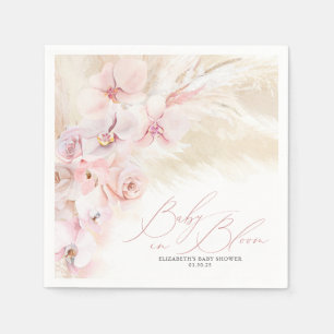 Orchids and Pampas Grass Elegant Baby in Bloom Napkins
