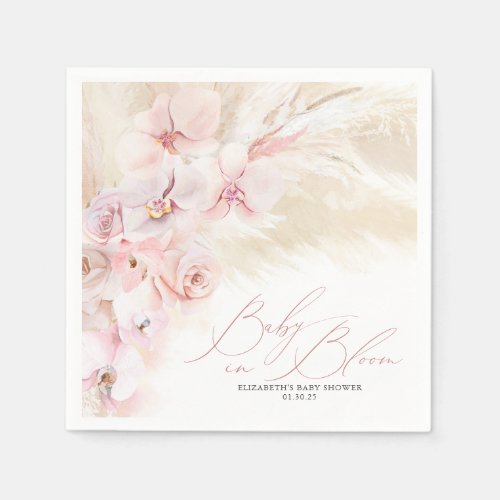 Orchids and Pampas Grass Elegant Baby in Bloom Napkins