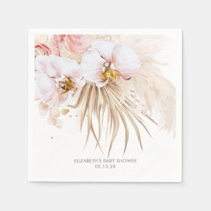 Orchids and Pampas Grass Elegant Boho Napkins
