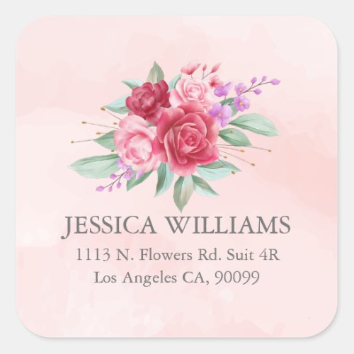 Orchids and peonies bouquet square sticker