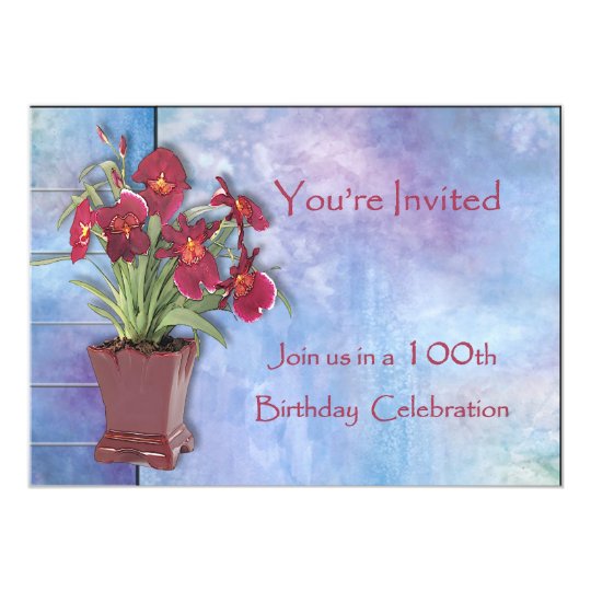 Orchids and Watercolor 100th Birthday Card