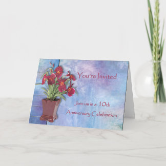 Orchids and Watercolor 10th Anniversary Card