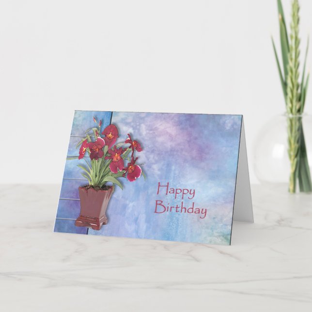 Orchids and Watercolor Card (Front)