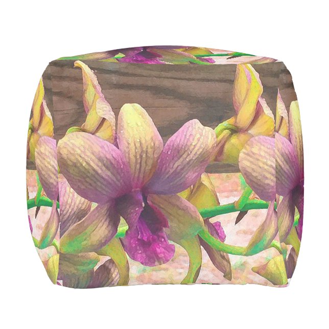 Orchids Blooming Outdoor Pouf (Front)