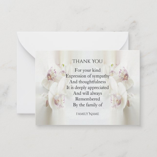 Orchids Blossom Thank You Note Card (Front)