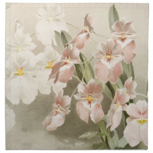 Orchids Blossom Vintage Art Painting Cloth Napkin