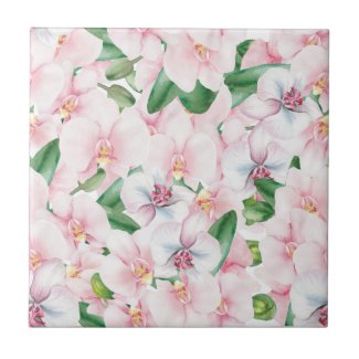 Orchids Blush and Mauve Seamless Ceramic Tile