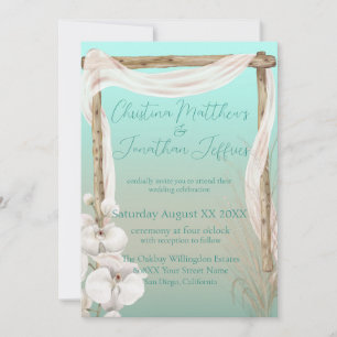 Orchids & Boho Arch on the Beach Wedding Invitation