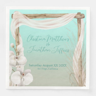 Orchids & Boho Arch on the Beach Wedding Paper Dinner Napkins