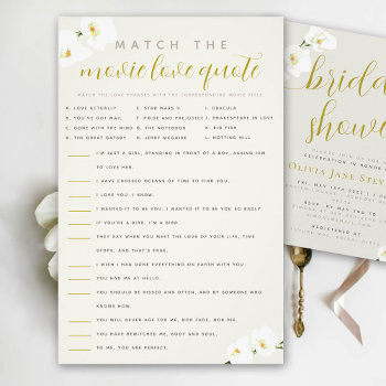 Orchids Bridal Shower Game Match Movie Quotes  Flyer by PencilOwlStudios at Zazzle