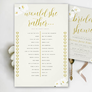 Orchids Bridal Shower Game Would She Rather Ivory Flyer