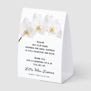 Orchids Celebration of Life Guest Book Paper Table Tent