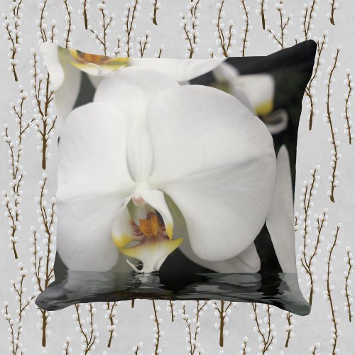 Orchids Emerging from Water Square Throw Pillow