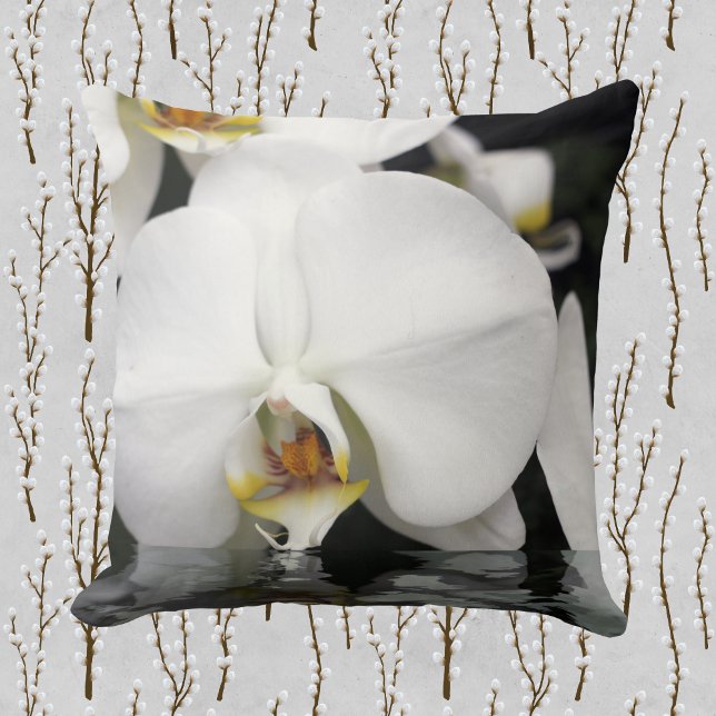 Orchids Emerging from Water Square Throw Pillow (Creator Uploaded)