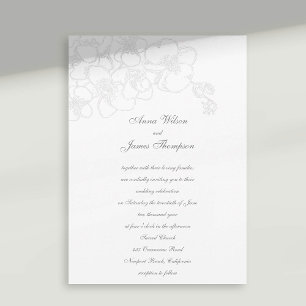 Orchids Faux Embossed Formal Calligraphy Wedding Invitation