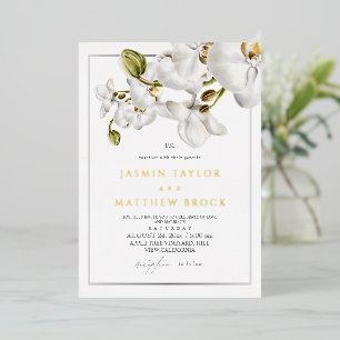 Orchids Frame Elegant Wedding Foil Invitation