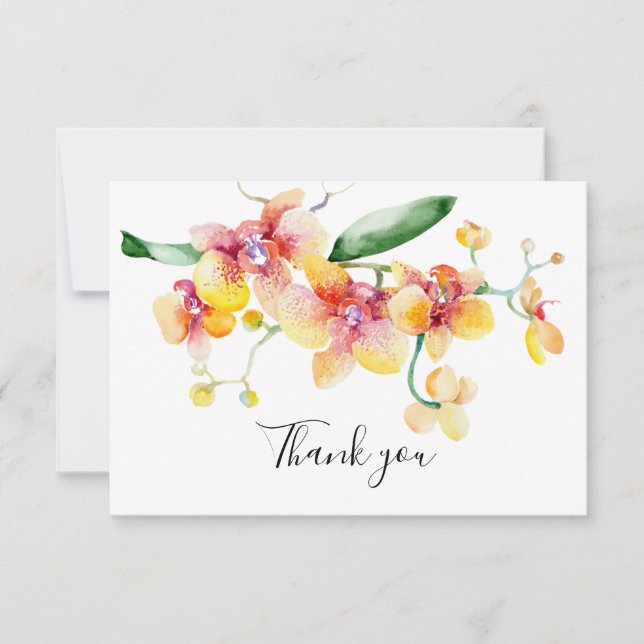 Orchids Funeral Memorial Thank You Card (Front)