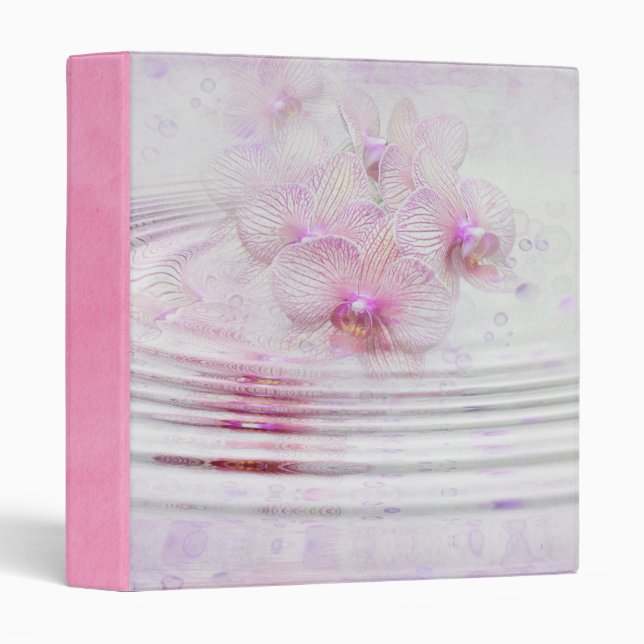 Orchids In Rippled Water 3 Ring Binder (Front/Spine)