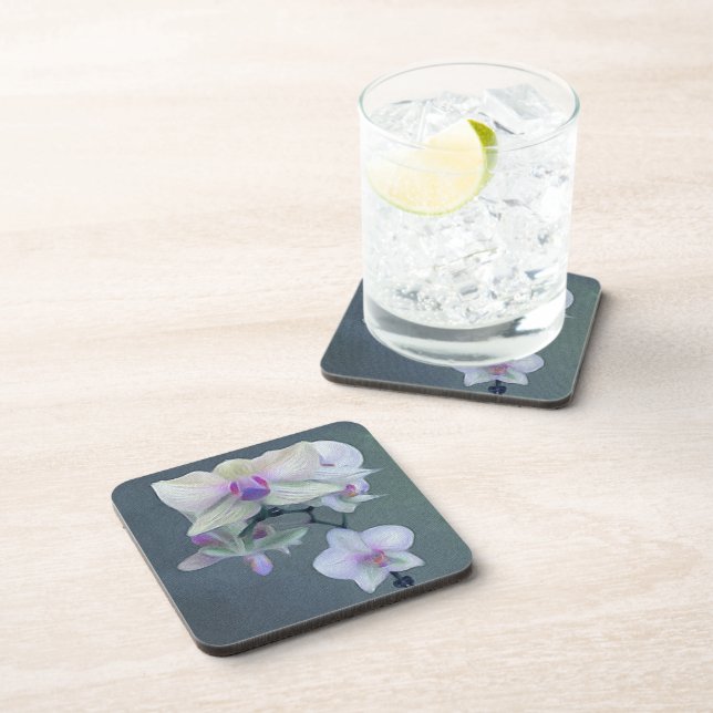 Orchids In Shades Of Purple Drink Coaster (Right Side)
