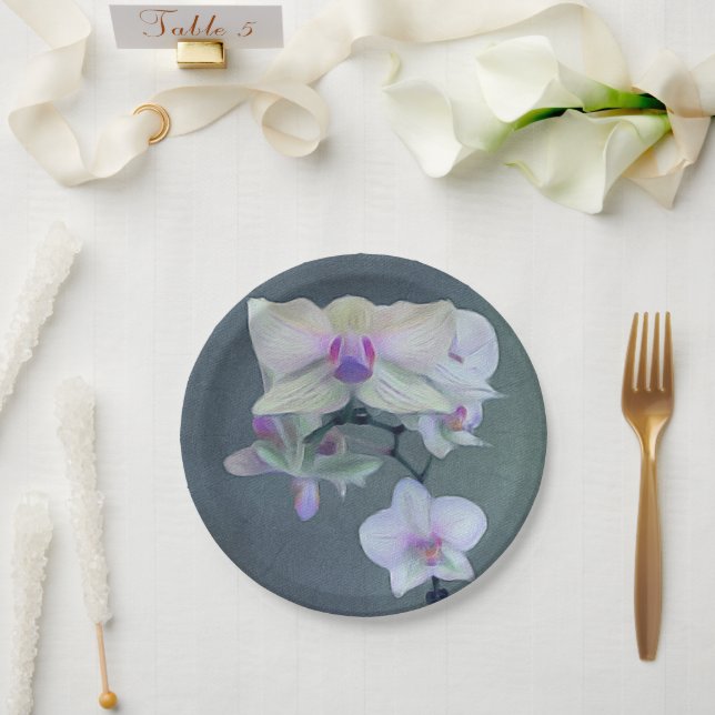 Orchids in Shades of Purple Paper Plates (Wedding)
