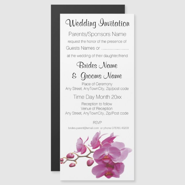 Orchids Inexpensive Wedding Packages Sets Kits Magnetic Invitation (Front/Back)