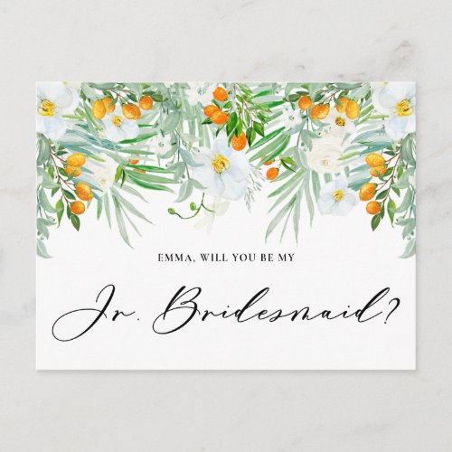 Orchids  Kumquats Will You Be My Jr Bridesmaid Postcard